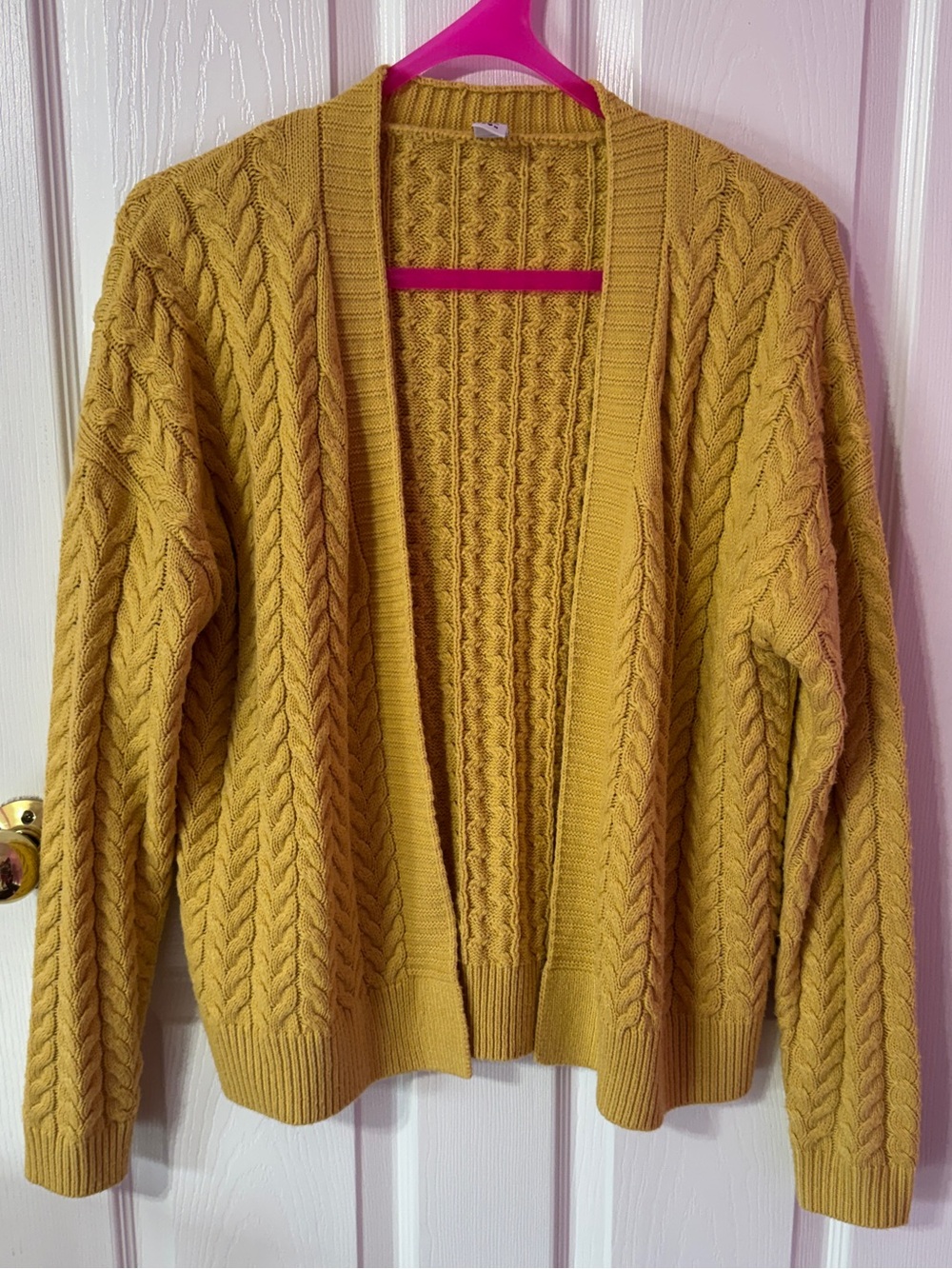 Simons Cable-Knit Open Cardigan - Mustard